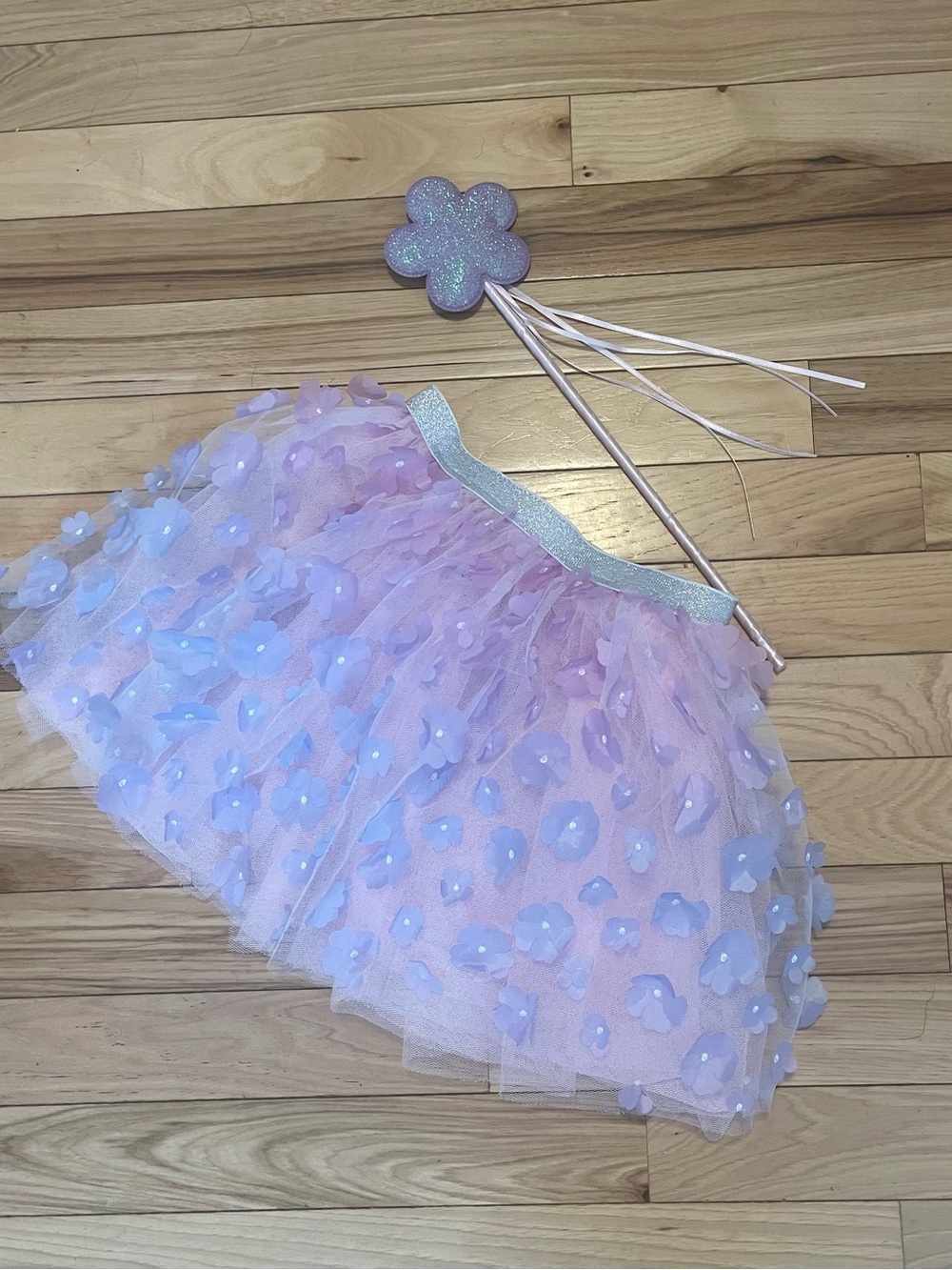 Claire's Pink Floral Tulle Skirt with Wand
